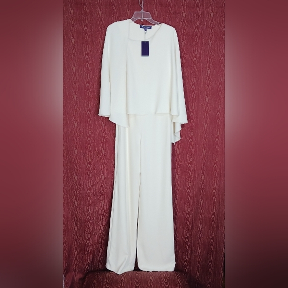 RALPH LAUREN PURPLE LABEL Pants - RALPH LAUREN PURPLE LABEL Beige Cape Jumpsuit  Cocktail Dinner Party Women's 6